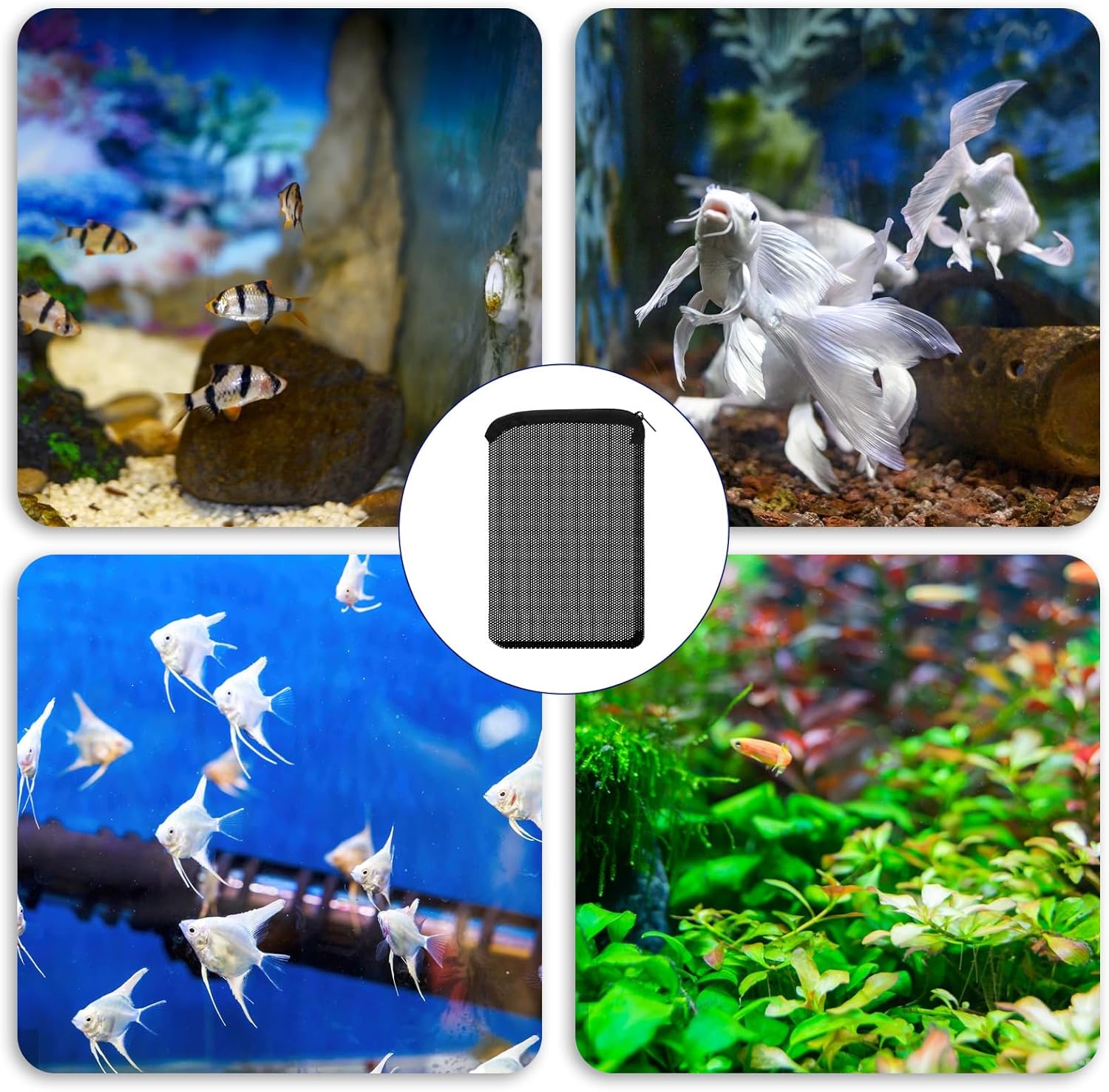 Aquarium Filter Media Bags with Zipper, Reusable Mesh Bags for Substrate L2299