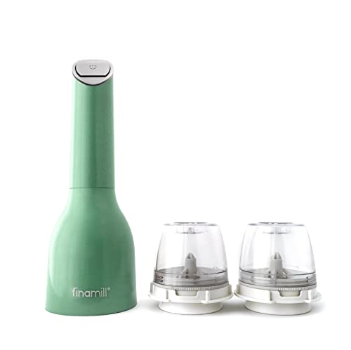 FinaMill's Award-Winning Battery-Operated Pepper Mill & Spice Grinder - Adjustable Coarseness, Ceramic Grinding Elements, LED Light, 2 Quick-Change ProPlus Pods - Perfect for Home Cooking & Gifting