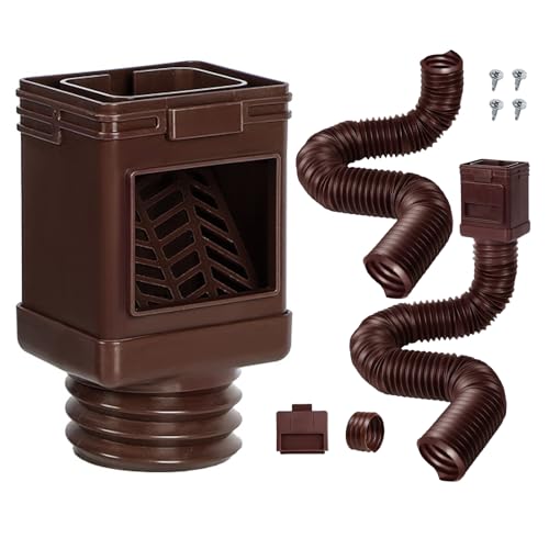 2 Pack Gutter Downspout Extensions,Pathneer Thickened Flexible Downspout Extension with Leaf Filter, Extra Long Downspout Extension with 57.5"+57.5" Extendable Pipes for Rain Water Drainage