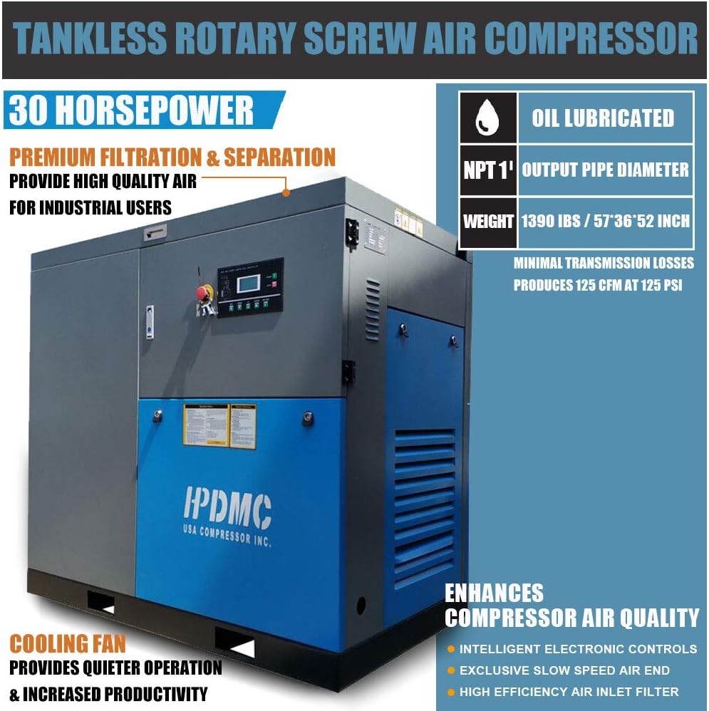 Rotary Screw Compressor 30HP 125CFM Industrial Air Compressor K86377