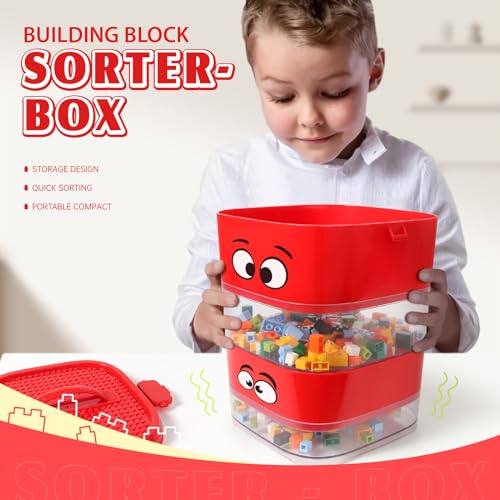 Toy Blocks Sorter Sifter, Portable Storage Brick Box for Lego Blocks F1191