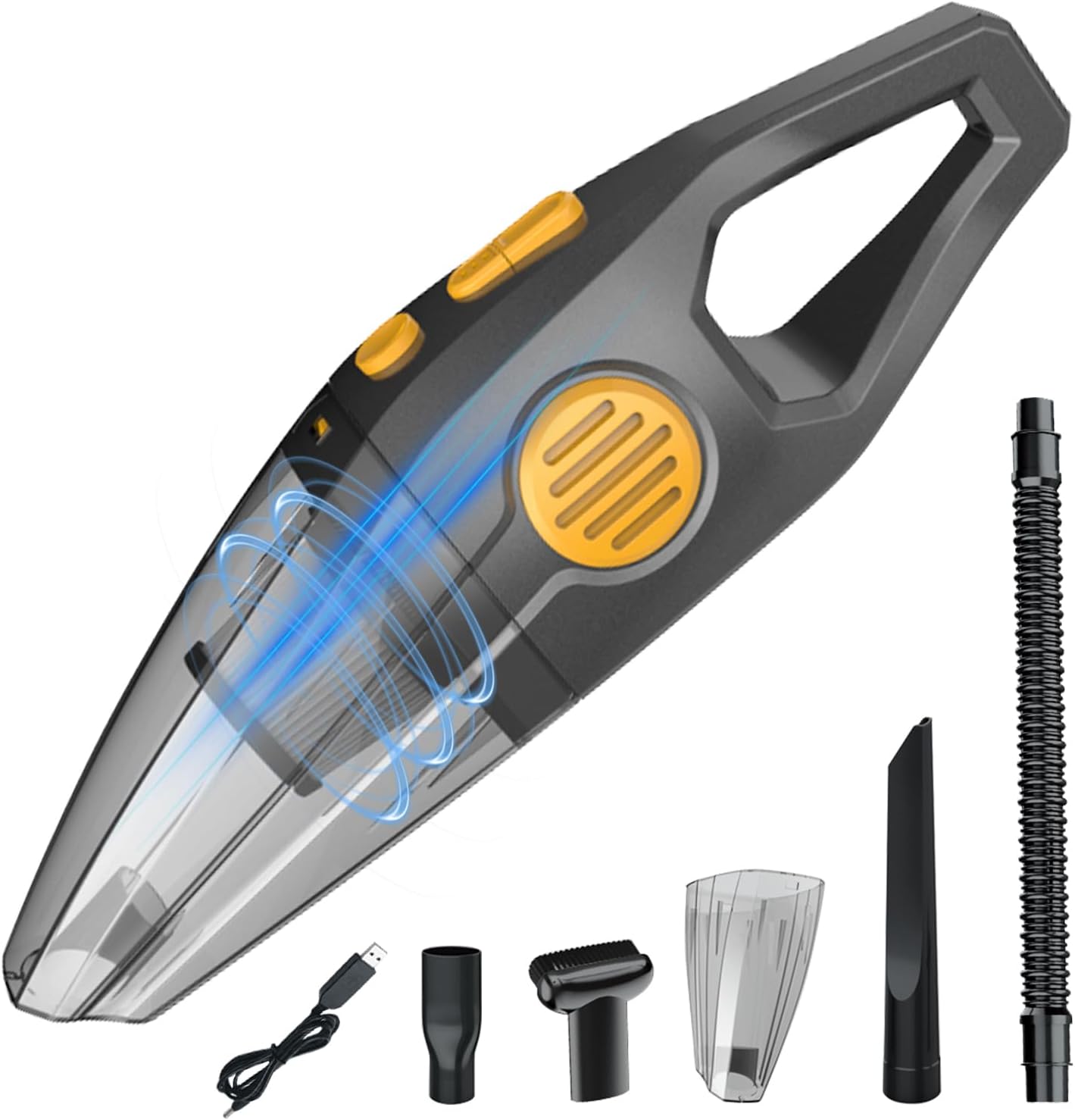 dust Busters Cordless Rechargeable 10000Pa Strong Suction Portable Vacuum,car vaccum Hand Vacuum dust Buster 45 Mins Runtime for Car, Home and Pet Hair (Gray & Black)