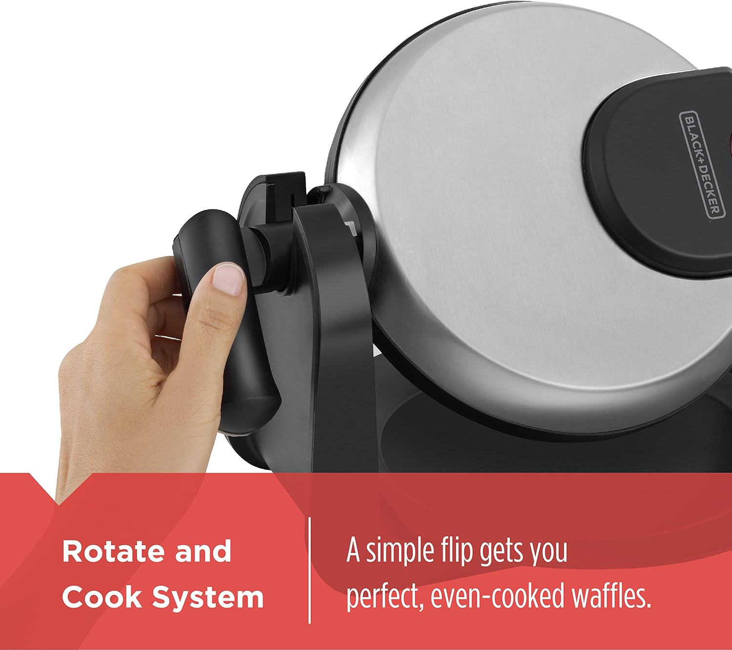 BLACK+DECKER Flip Waffle Maker, 7" Round Belgian Waffles R448