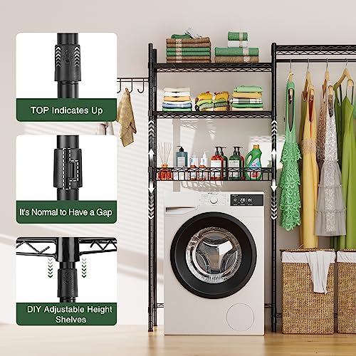 LEHOM Clothes Drying Rack Over Washer and Dryer Storage Shelf, 2 Tiers Adjustable F12990
