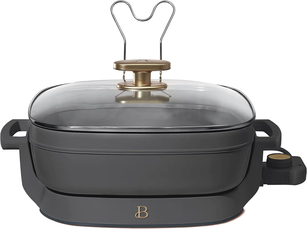 5-in-1 Electric Expandable Skillet, Oyster Gray by Drew Barrymore, Up to 7 QT