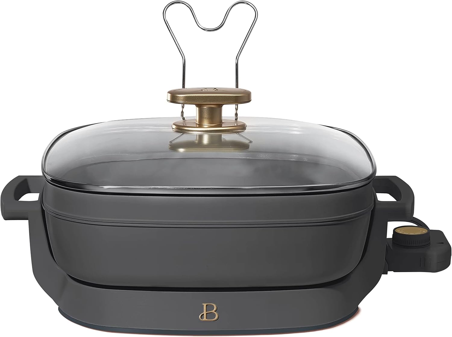 5-in-1 Electric Expandable Skillet, Oyster Gray by Drew Barrymore, Up to 7 QT