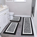 Pauwer Bathroom Rug Set 2 Piece, Non-Slip Absorbent Bath Mats, Microfiber Soft Bathroom Mat, Absorbent Plush Shaggy Bath Mats Carpets Includes U-Shaped Toilet Mat for Bath Floor, Shower