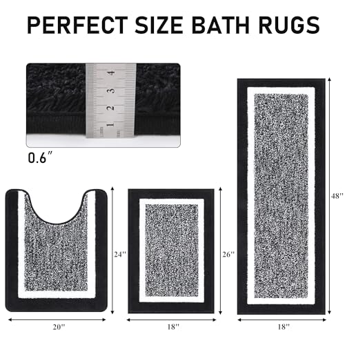 Pauwer Bathroom Rug Set 2 Piece, Non-Slip Absorbent Microfiber Bath Mats W62666