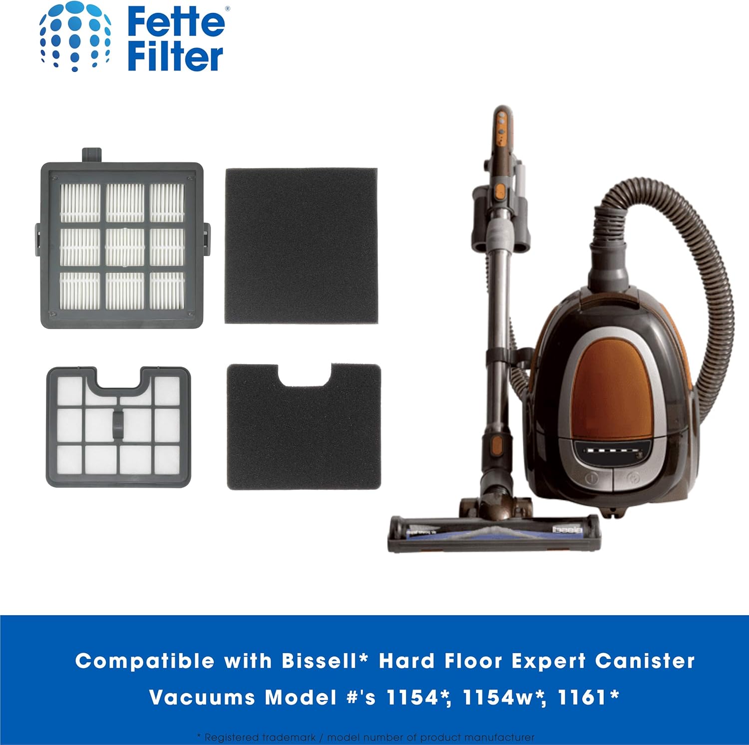 Fette Filter Filter Set Compatible with Bissell Hard Floor Expert Canister Vacuum Series 1154 & 1161 Z911