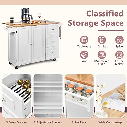 SILKYDRY Kitchen Island with Stainless Steel Top and Storage Cabinet H59405