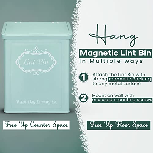 Magnetic Lint Bin for Laundry Room with Lint Brush A3714