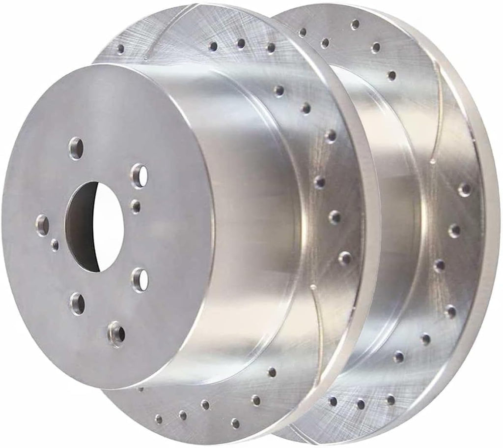 Ceramic Brake Pad Sets with Drilled and Slotted Rotors Kit Front Rear Y92749