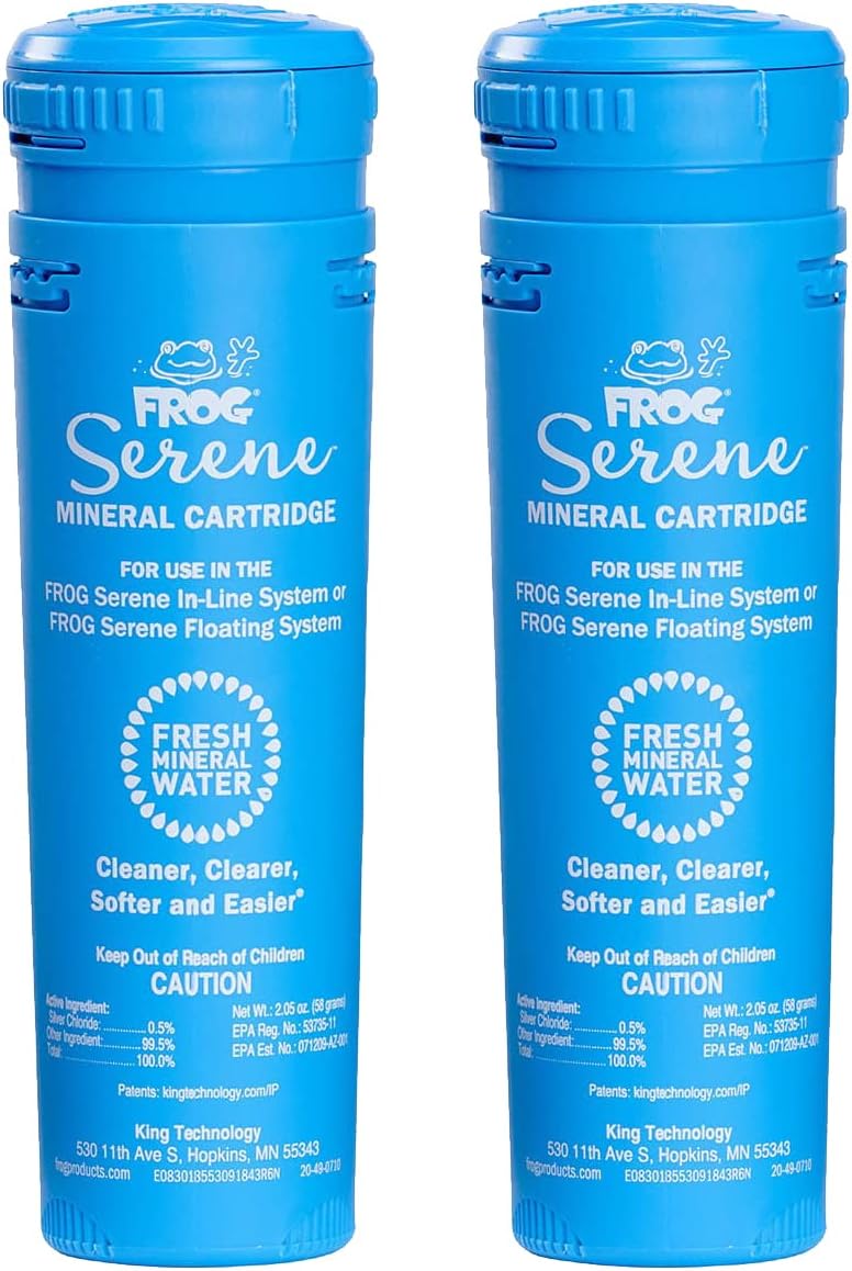 2 Frog Serene Mineral Replacement Cartridges for Hot Tubs for use only with Frog Serene in-Line and Floating Sanitizing Systems for Spas up to 600 gallons, Quick and Easy Hot Tub Sanitizer