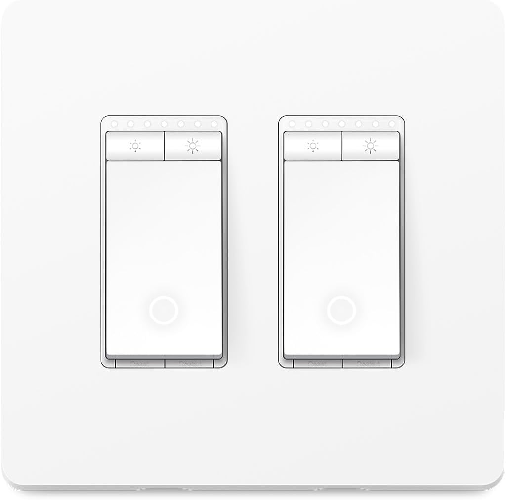 Kasa Smart Dimmer Switch 2-Gang HS220-2, Single Pole, Needs Neutral Wire, 2.4GHz Wi-Fi Light Switch Compatible with Alexa and Google Home, UL Certified, No Hub Required, White