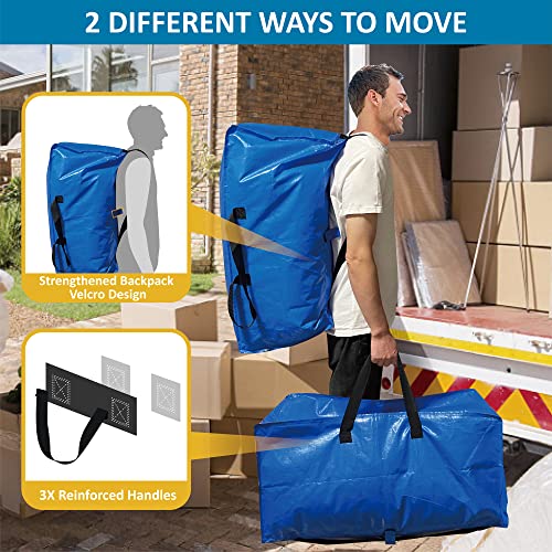 6 Pack Heavy Duty Extra Large Moving Bags with Backpack Straps & Vacuum Storage Bags W441