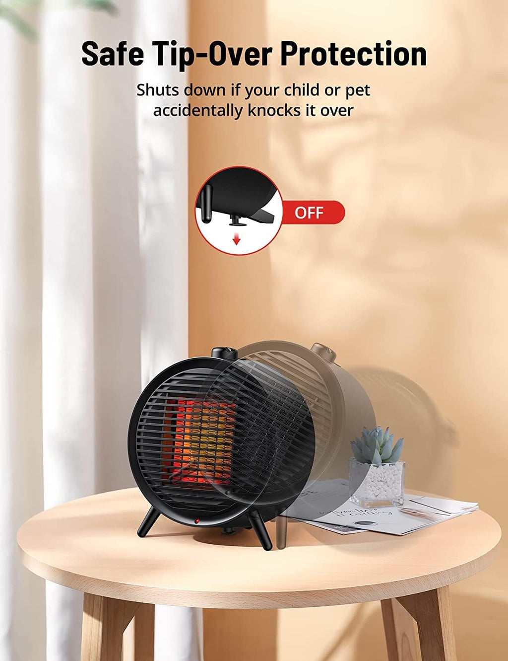 Space Heater 1500W PTC Ceramic Portable Heater with Thermostat T88481