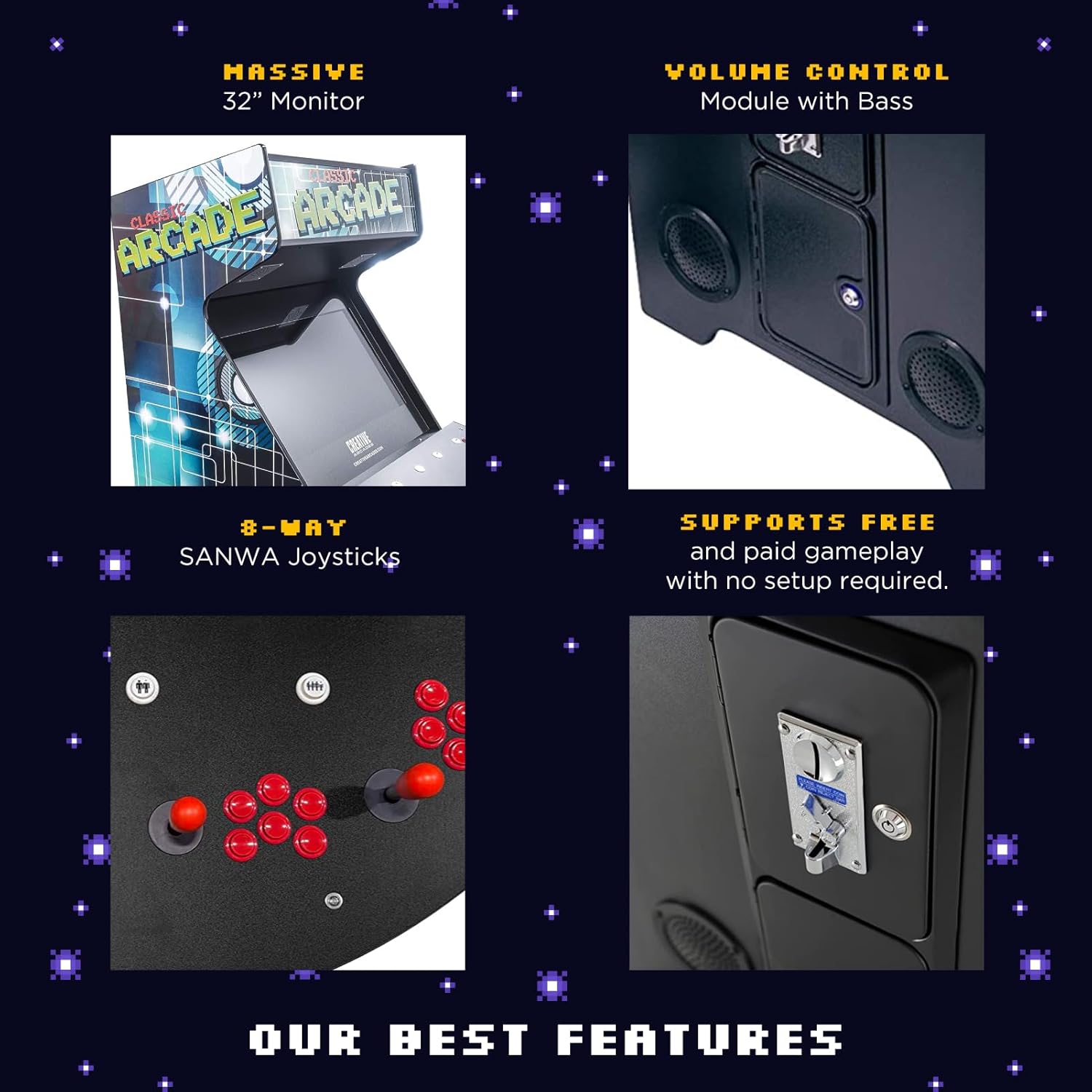Creative Arcades Full Size Stand-Up Arcade Machine 4 Player 32" LCD Screen L12252