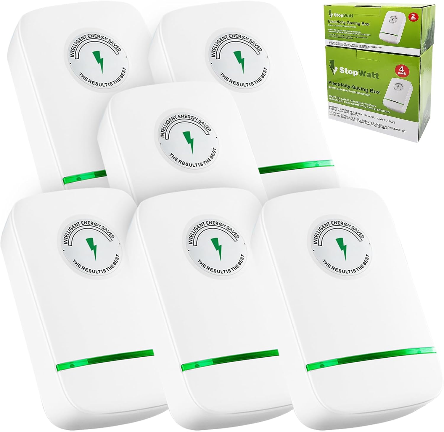 STOPWATT Energy Saving Device, Stop Watt Smart Electicity Regulator Intelligent Electricity Saving Box Stop Wasting Electricity Esaver Watt US Plug 90V-250V 30KW(6 PCS)
