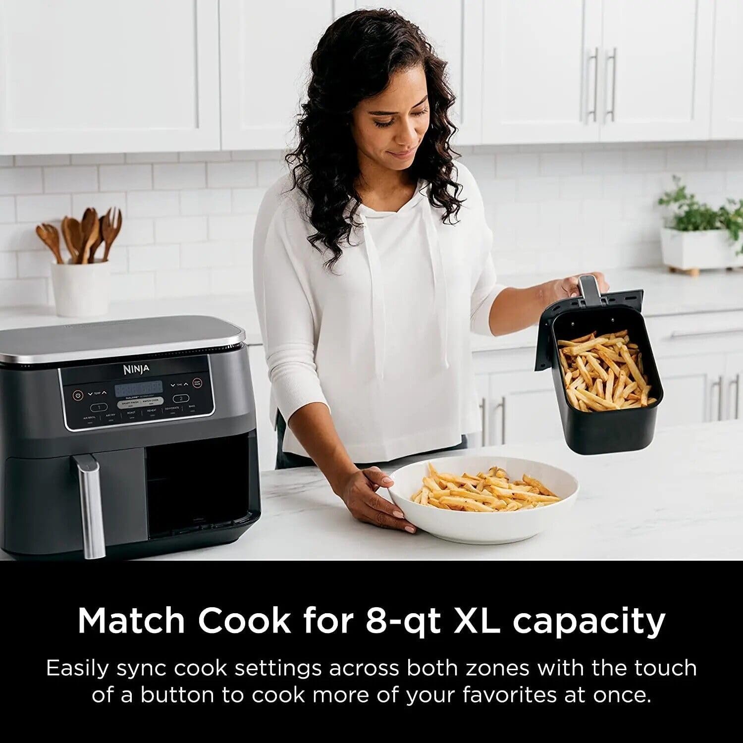 Ninja DZ201 Foodi 8 Quart DualZone 2-Basket Air Fryer, Grey C5350