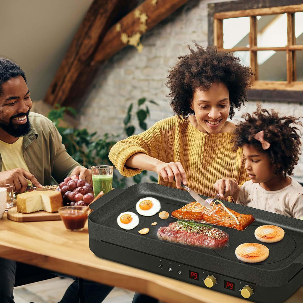 Induction Cooktop 2 Burner Portable with Removable Cast Iron Griddle S528177