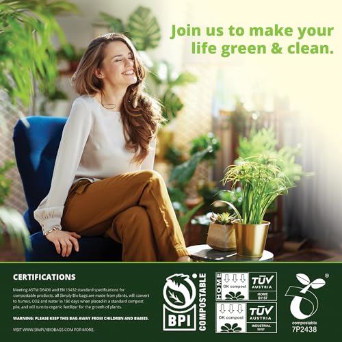 Simply Bio 13 Gallon Compostable Trash Bags, Heavy Duty Tall Kitchen K141628