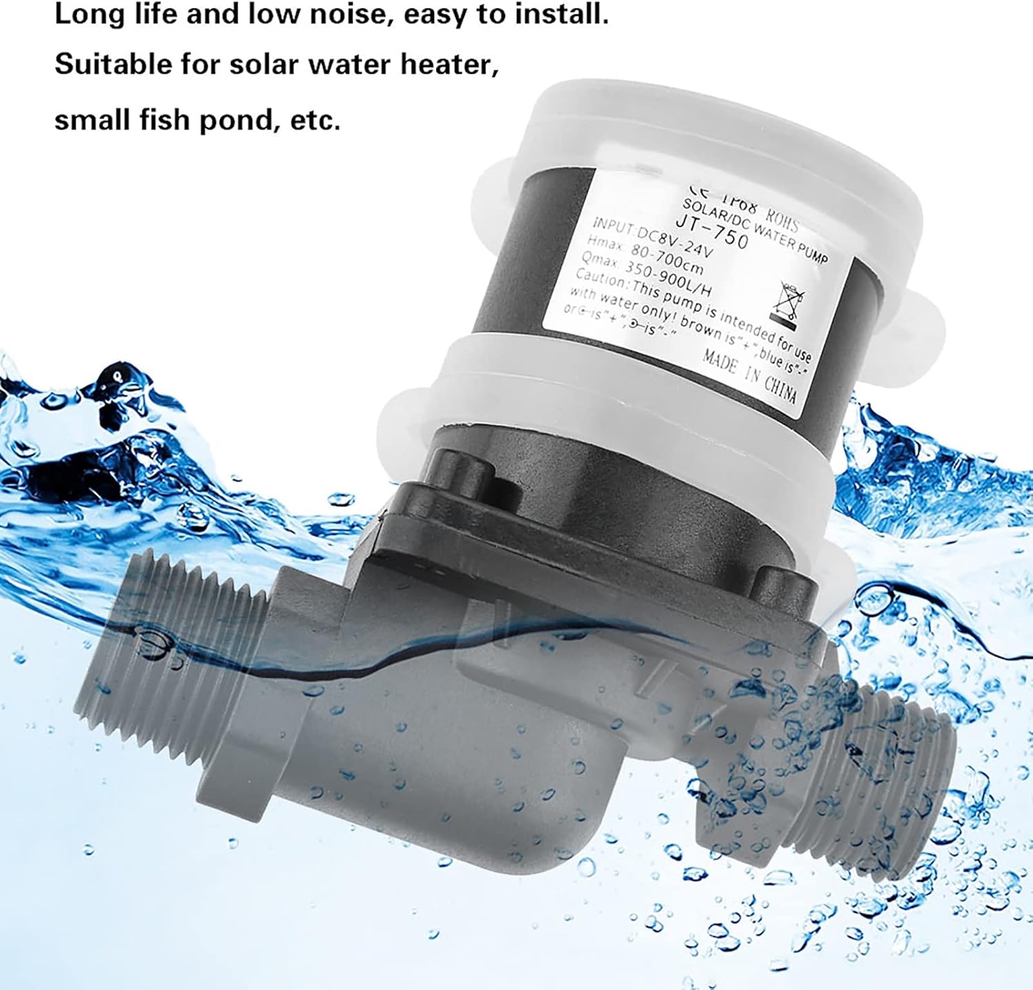 24V 800L/H Mini Submersible Water Pump JT-750D4 for Solar Water Heater N8515