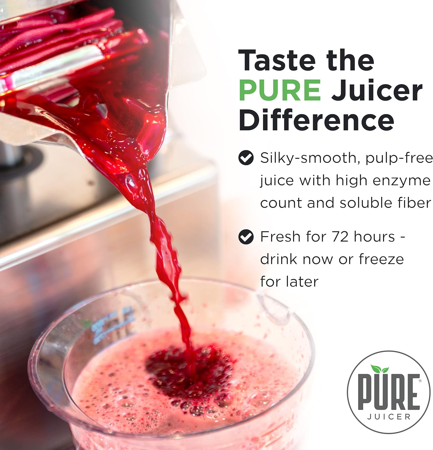 PURE Juicer Two-Stage Cold Press Juicing Machine with Stainless Grinder T838739
