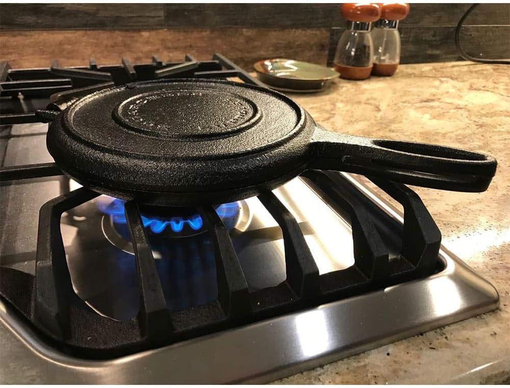Lehman's Cast Iron Waffle Maker, Two Piece Hinged, 7" Round, Stovetop or Grill E43834
