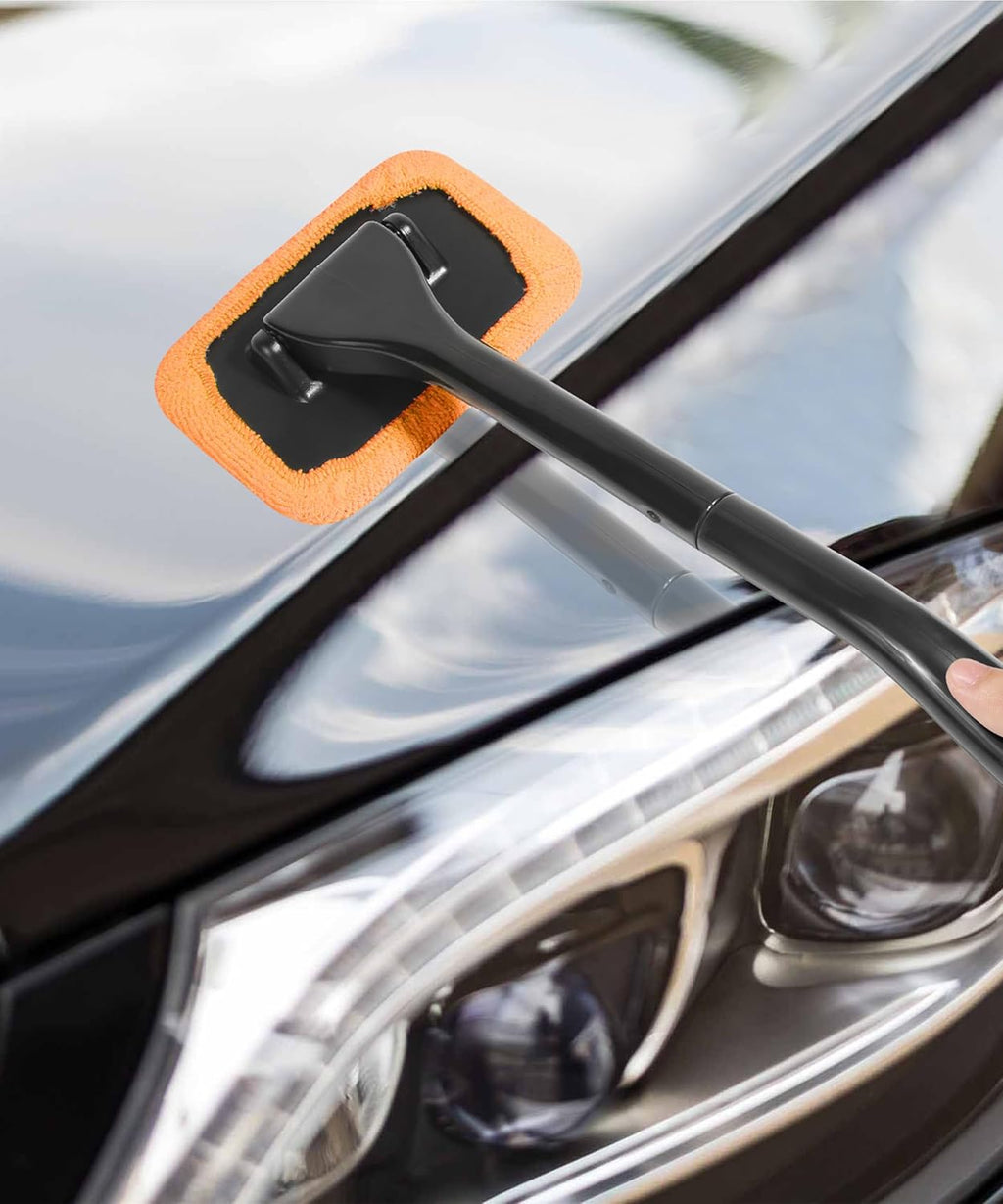 Windshield Cleaning Tool with Extendable Handle and Microfiber Cloth T290