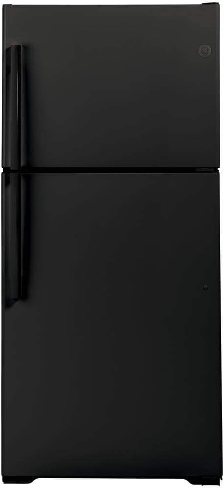 GE GTS22KGNRBB 33" Top Freezer Refrigerator with 21.93 cu. ft. Capacity, LED Lighting, Edge-to-Edge Glass Shelves and Upfront Temperature Controls in Black