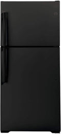GE GTS22KGNRBB 33" Top Freezer Refrigerator with 21.93 cu. ft. Capacity, LED Lighting, Edge-to-Edge Glass Shelves and Upfront Temperature Controls in Black
