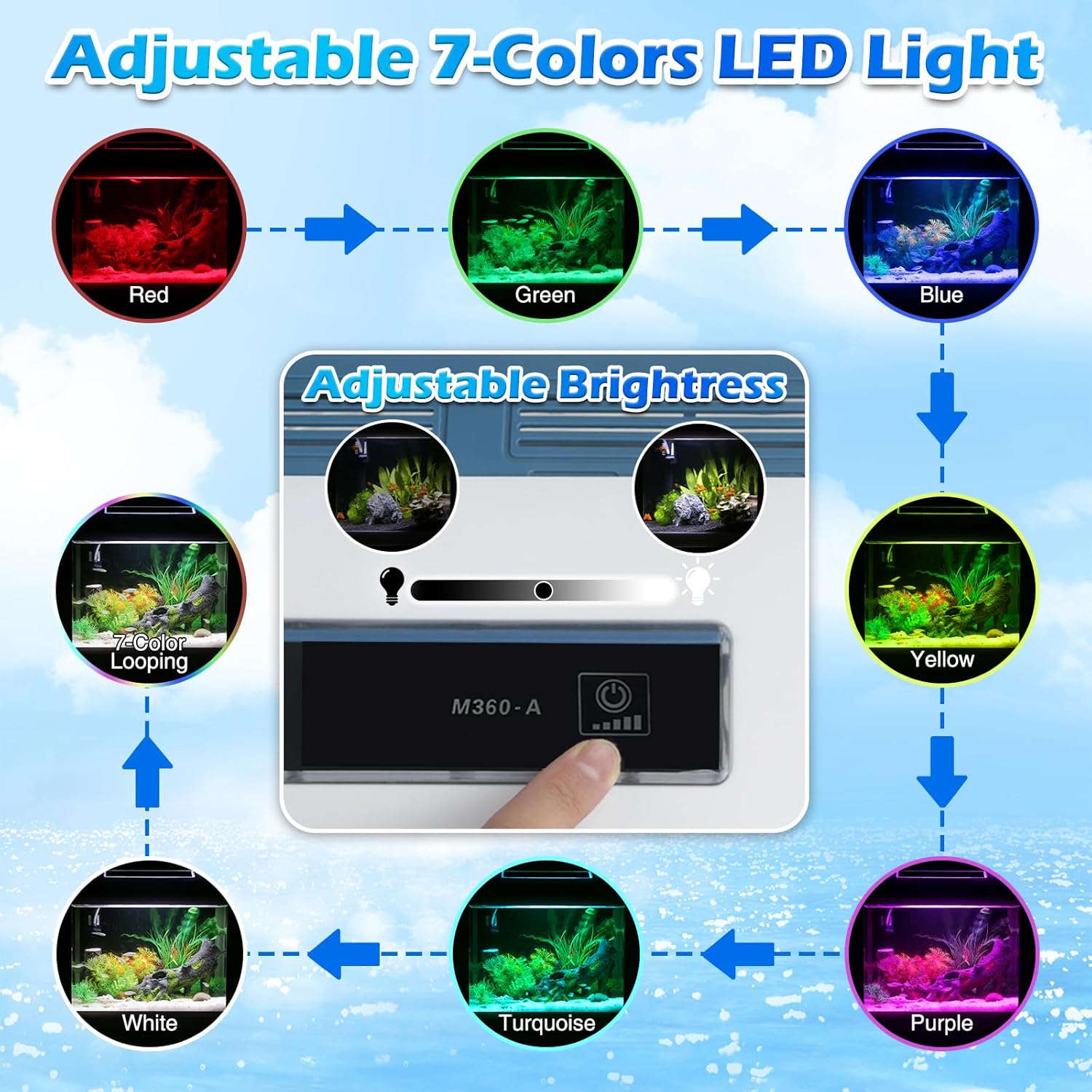 Betta Fish Tank 5 Gallon Self Cleaning Glass Aquarium Kit with LED Light & Filter Z882