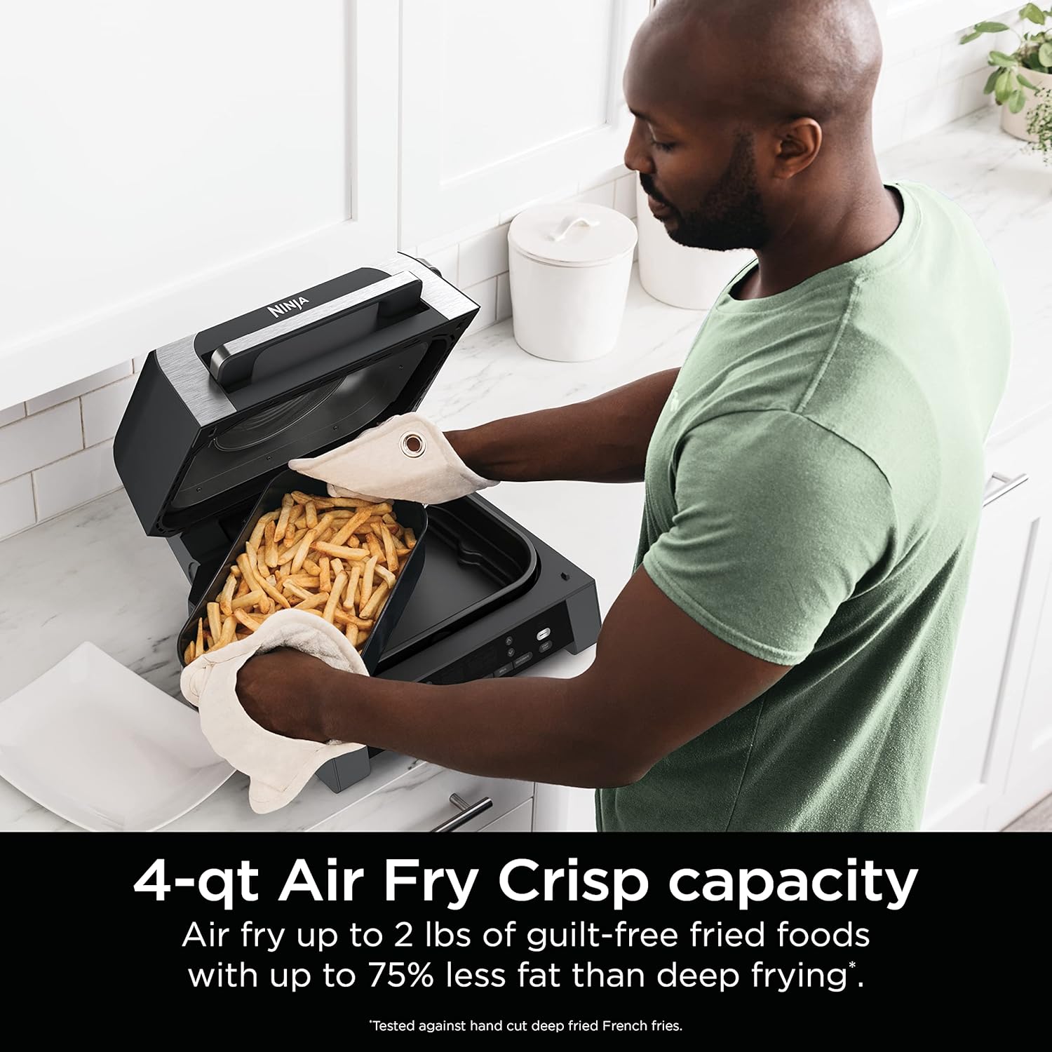 Ninja DG551 Foodi Smart XL 6-in-1 Indoor Grill with Air Fry, Black/Silver D989