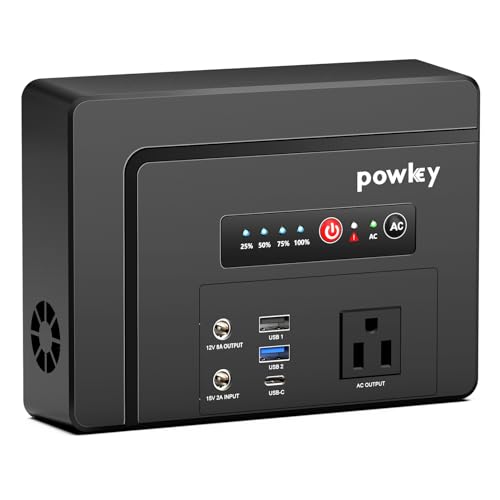 Powkey Solar Generator with Panel, Portable Power Station with Solar Panel, 110V Pure Sine Wave DC/USB/AC Outlet Electric Generator Battery Backup for Outdoor Camping Emergency Home Use