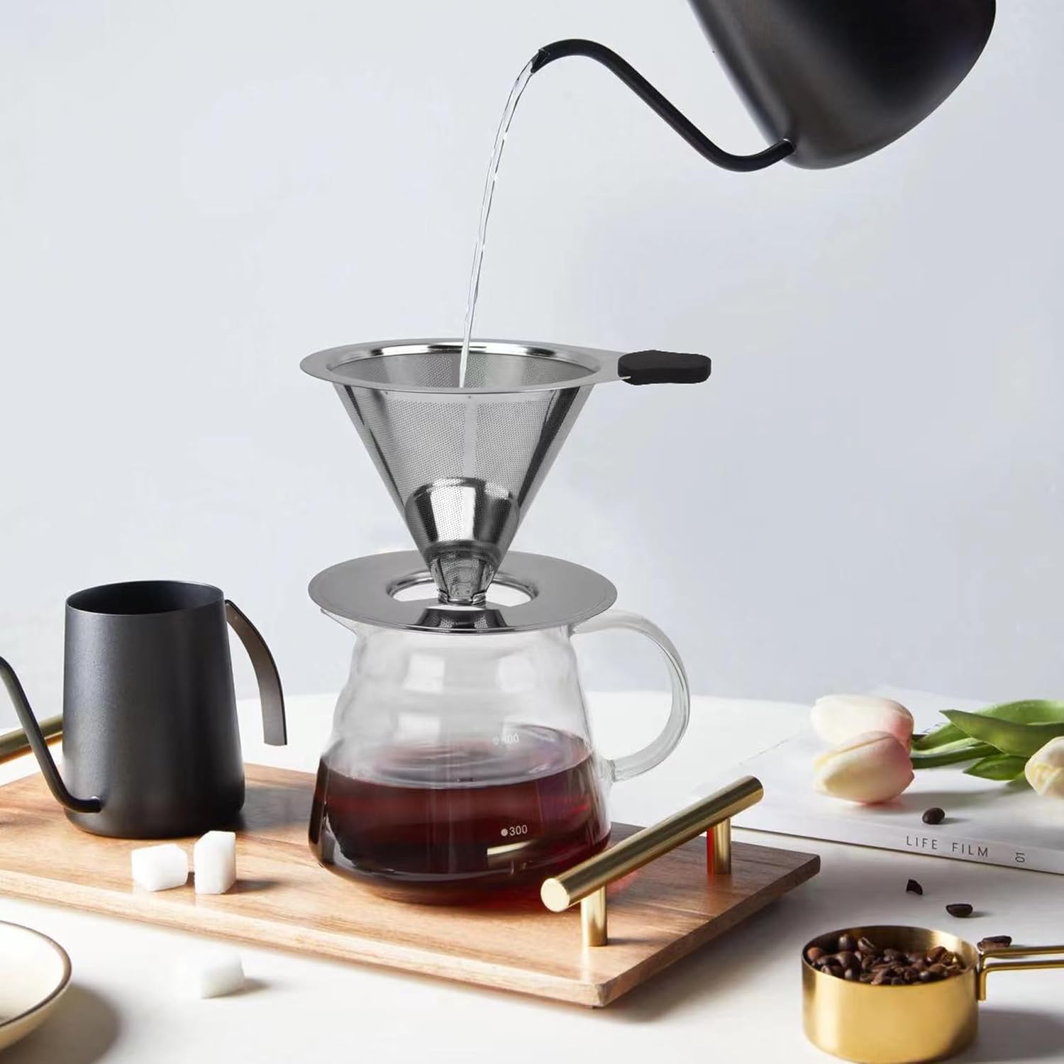 Stainless Steel Pour Over Coffee Dripper for 1-2 Cups N68022