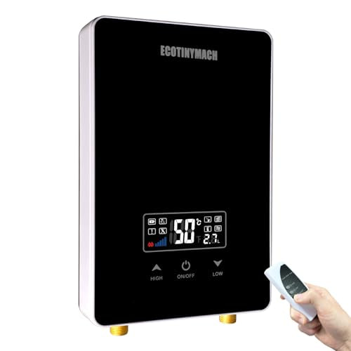 ECOTINYMACH Tankless Water Heater Electric 110V, Instant Water Heater Under Sink, Conversion Between Fahrenheit and Celsius, Remote Control