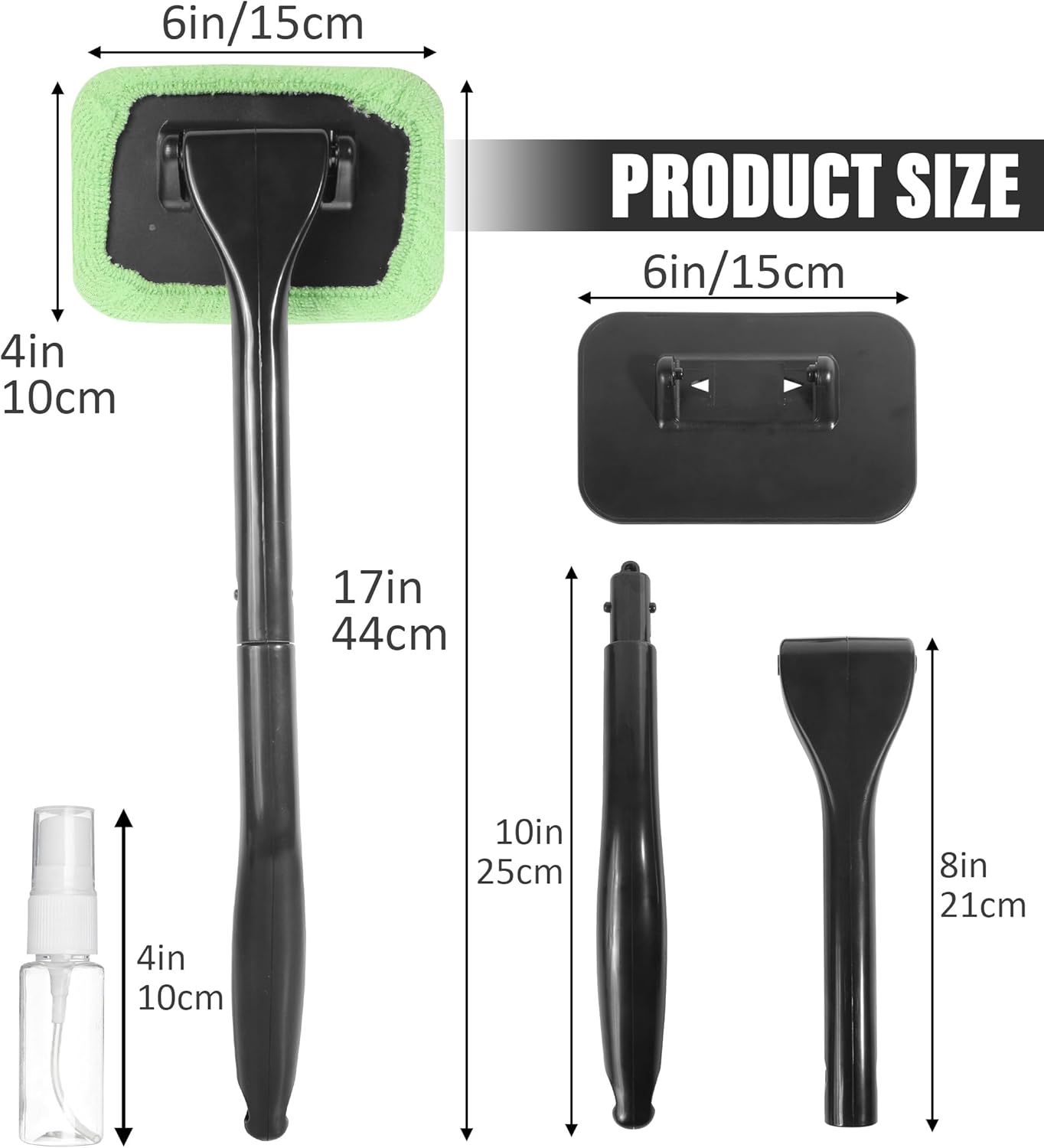 Windshield Cleaning Tool with Extendable Handle and Microfiber Cloth T290
