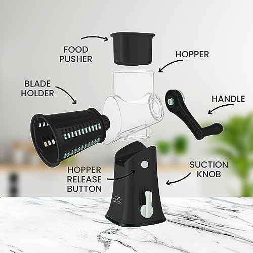 Rotary Cheese Grater with Reinforced Suction, Stainless Steel Drum Blades C537410
