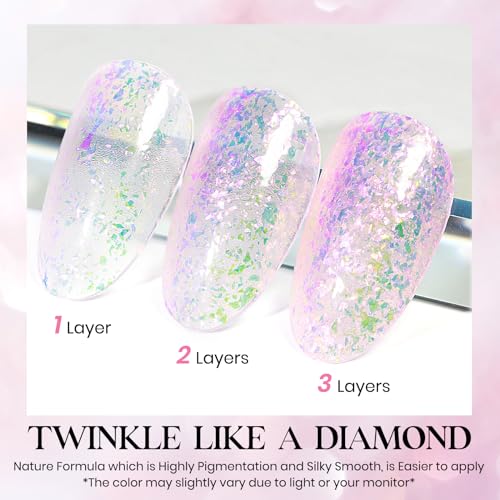 MIZHSE Holographic Nail Polish, Fast Dry C649