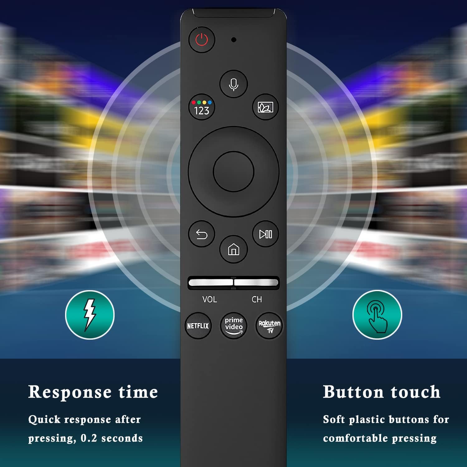 Kaedent Remote Control for Samsung Smart TV with Voice and Netflix Buttons F764353