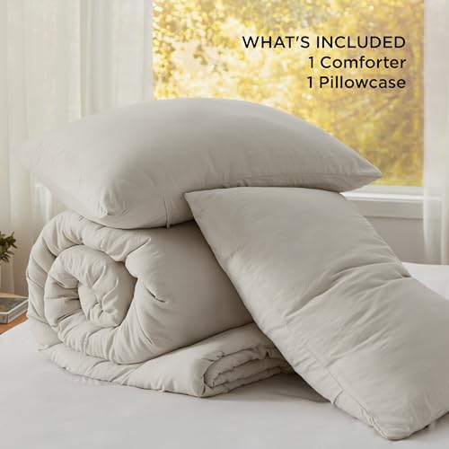 Bedsure Comforter Set, Prewashed Soft 3-Piece Bedding, Lightweight Comforter with 2 Pillowcases S37260