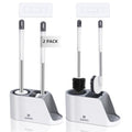 DARISHM 2-Way Toilet Brush with Ventilated Holder Silicone and Bristle Brushes for Toilet Cleaning Device with a Holder with Aluminum Handle
