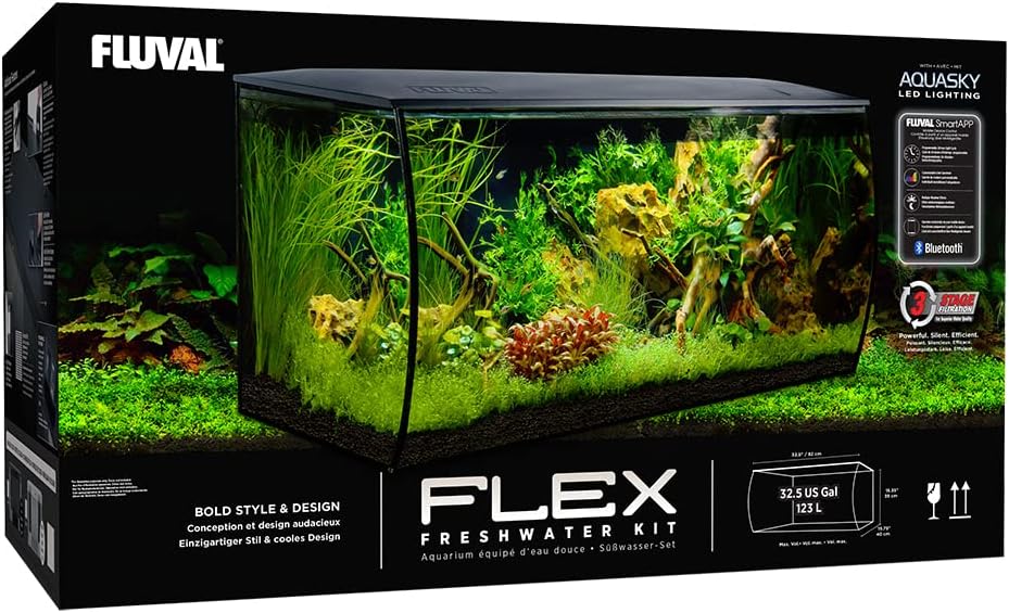 Fluval Flex 32.5 Aquarium Kit with LED Lights and Filtration System, White F578669