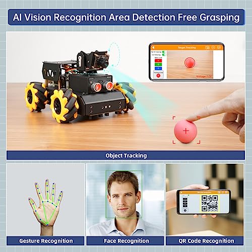 HIWONDER Raspberry Pi 4B 8GB AI Vision Robot Kit with Mecanum Wheels S45493