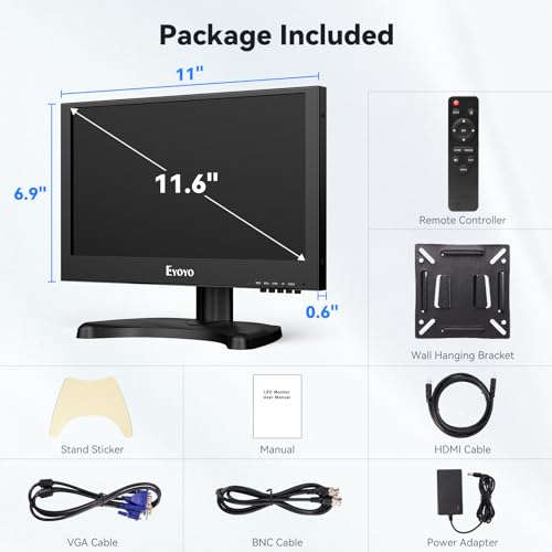 Eyoyo 12 inch 1920x1080 IPS Monitor with VGA HDMI BNC AV USB Input L8179
