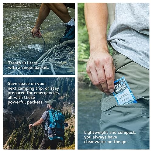 P&G Purifier of Water Portable Water Purification Powder Packets for Camping and Hiking D569