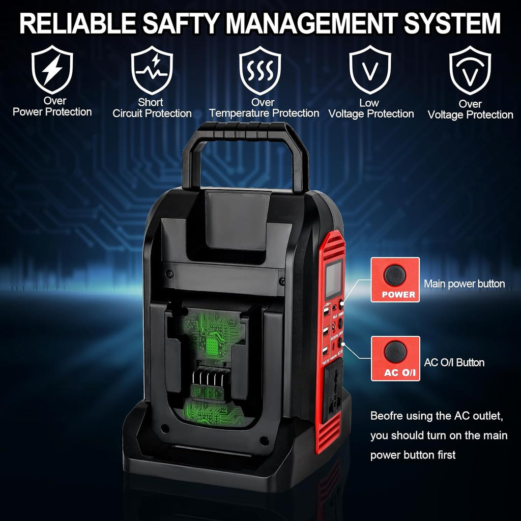 350W Power Inverter for Milwaukee M18 18V Battery, DC to AC 110V J8935