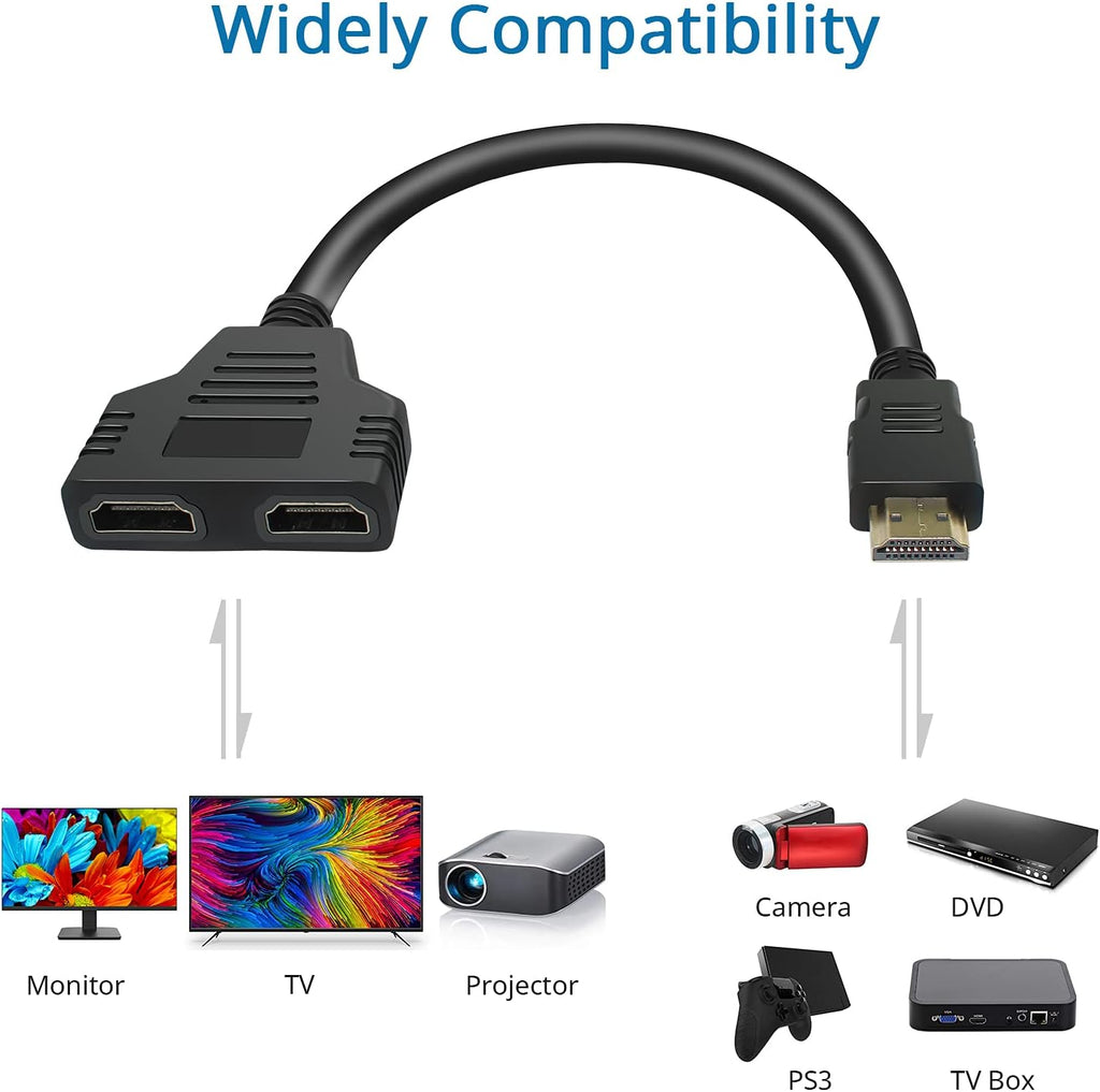 HDMI Splitter 1 in 2 Out Male to Dual Female 1080P 30cm R25327