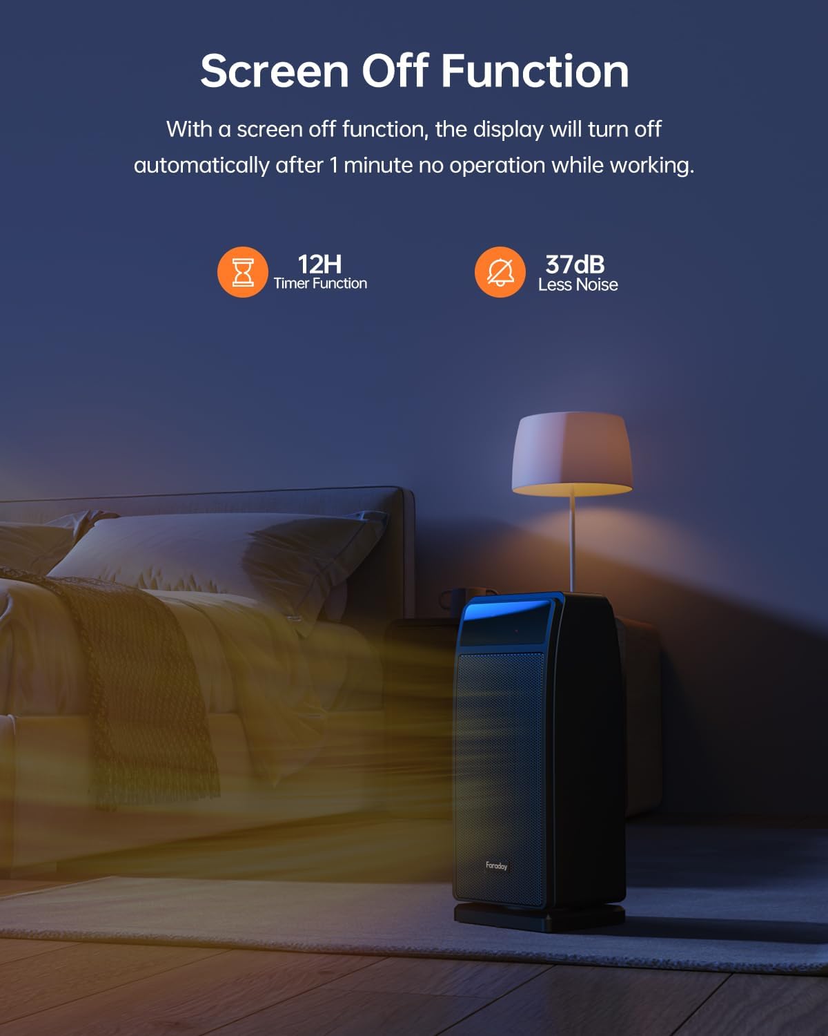 FARADAY Space Heater for Indoor Use, 1500W, Quiet, Portable, Black Y350