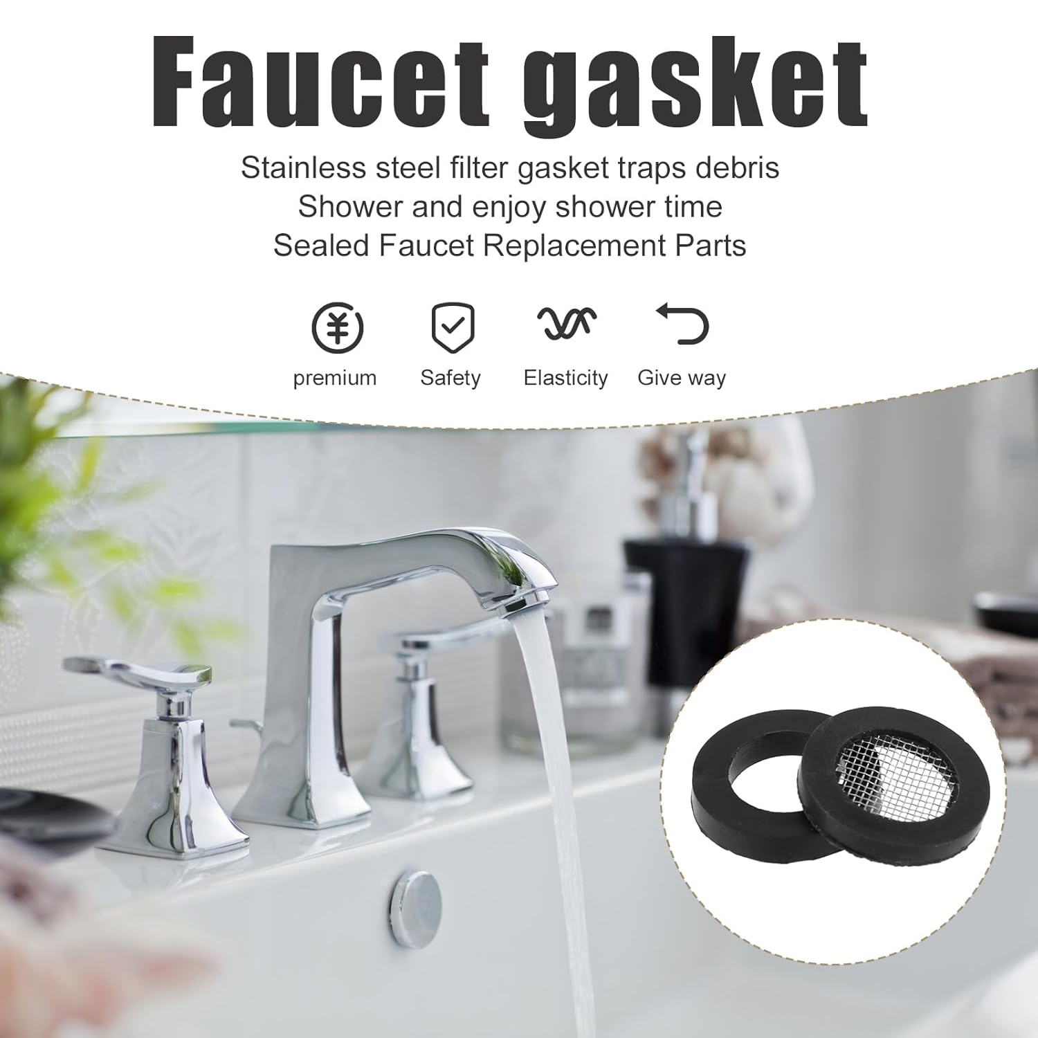 20pcs Shower Head Filter Gasket, Faucet Washers, Rubber & O-Ring Seal W9815